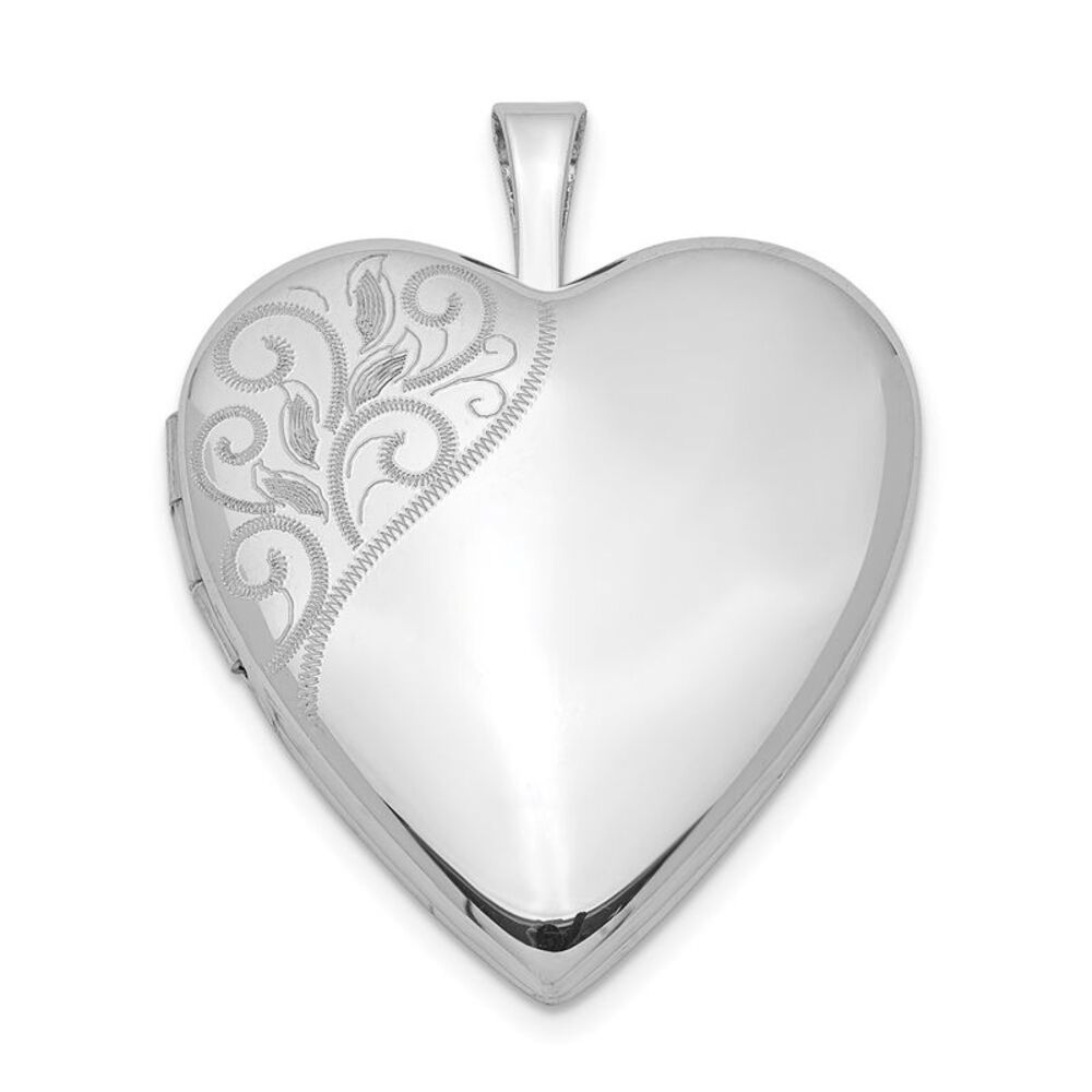 Sterling Silver 20mm Swirl Accent Heart Locket